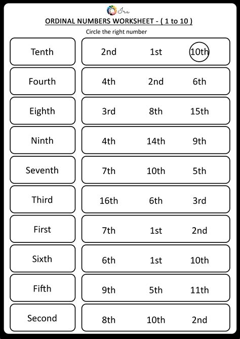 ordinal numbers worksheet|ordinal numbers arbeitsblätter.